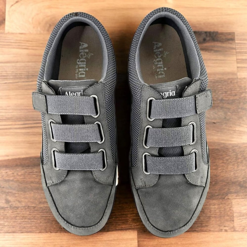 Alegria Slate Gray Leather and Mesh Sneakers Size 40 Walking Comfort Shoes
